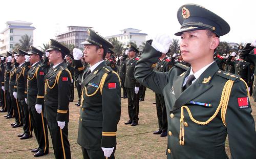 海南武警官兵誓师安保博鳌亚洲论坛2011年年会--中华人民共和国年鉴