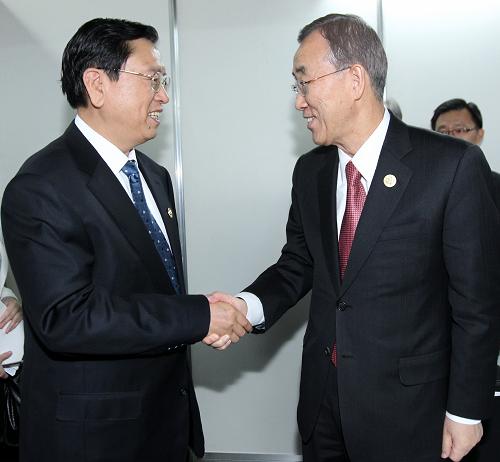 张德江会见联合国秘书长潘基文--中华人民共和国年鉴